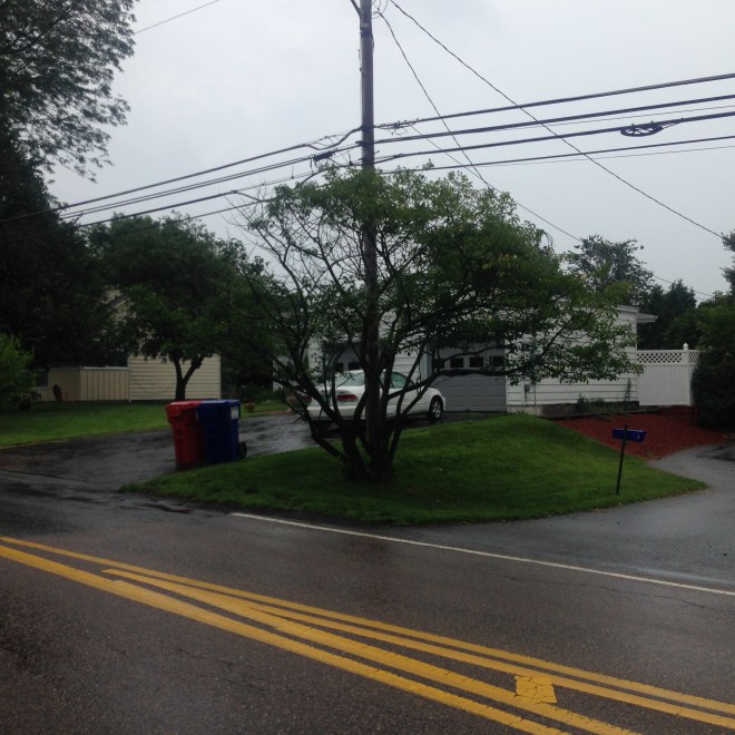 320 Spear Street as it appears today. Notice how narrow the roadway is, causing all the cards to be towed. Gig was in backyard facing Interstate 89.